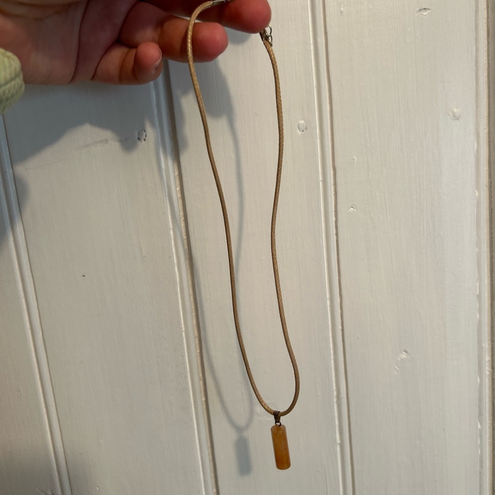 NEW Handmade small shop tan cylindrical gemstone pendant necklace